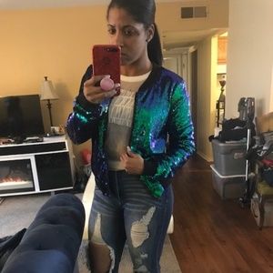 green sequin jacket